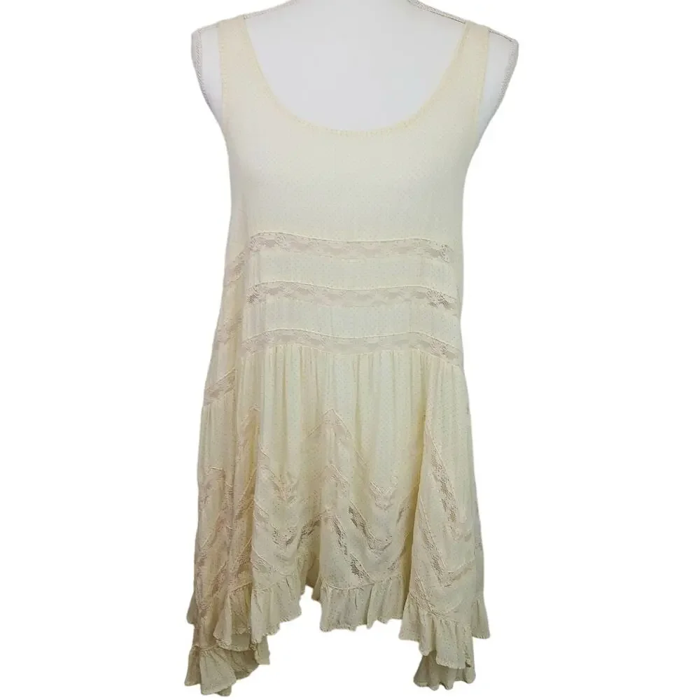 Intimately Free People SZ XS Lace Trapeze Slip Dress Tea Combo